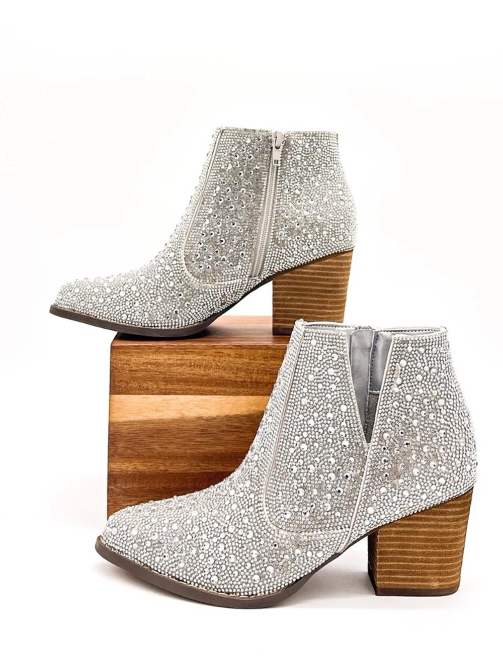 naughty monkey Silver Crystal Embellished Ankle Booties